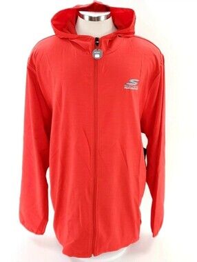 Skechers Performance Mens 3XL Red Long Sleeve Packable Windbreaker Zip Hoodie